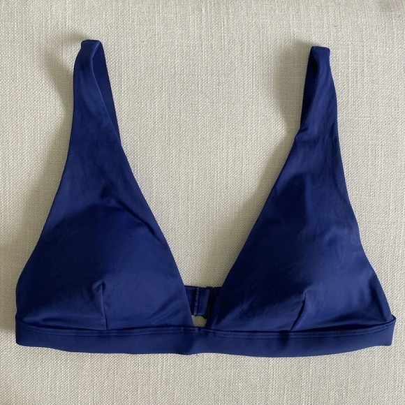EVERLANE High Rise Blue Medium Coverage Bottoms  and Triangle Swimsuit Top XS/S - Picture 5 of 9